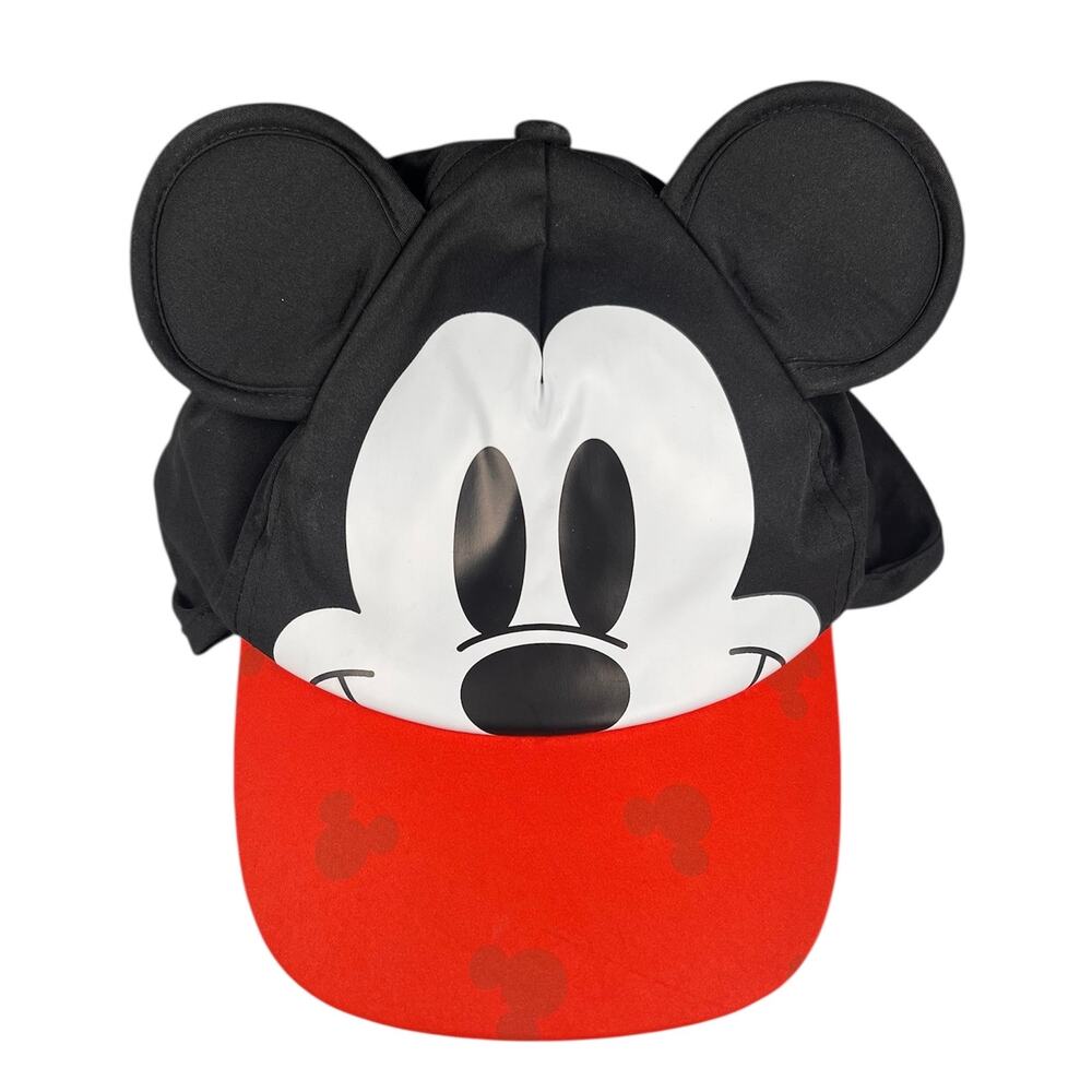 Disney Mickey Mouse Toddler Sun Flap Cap Black Red Ears Baseball Hat